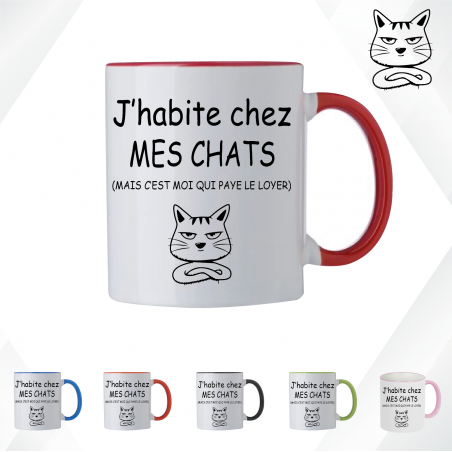 Mug - J'habite chez mes chats mais c'est moi qui paye - Brod N' Flock