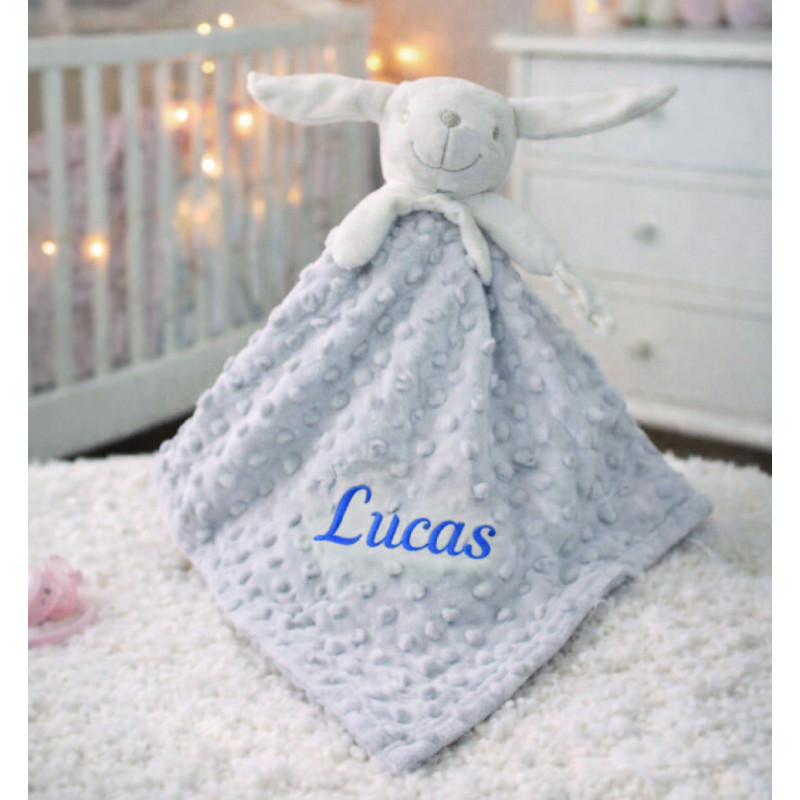 Doudou gris - Prénom personnalisable en broderie - Brod N' Flock