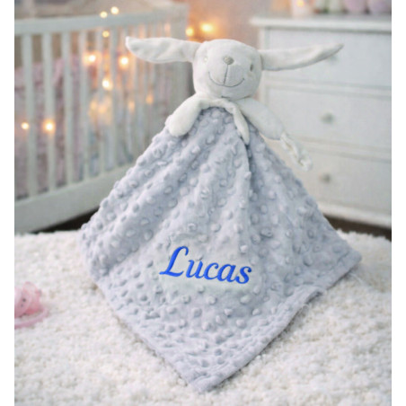 Doudou gris - Prénom personnalisable en broderie - Brod N' Flock