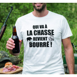 T-shirt - Qui va à la chasse ... revient bourré ! - Brod N' Flock
