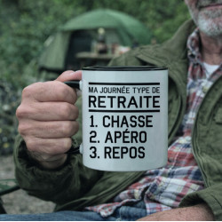 Mug - Ma journée type de retraité chasse apéro repos  - Brod N' Flock