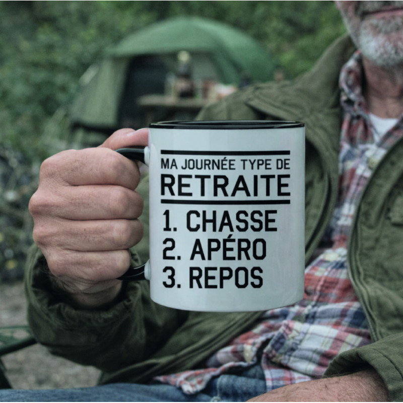 Mug - Ma journée type de retraité chasse apéro repos  - Brod N' Flock