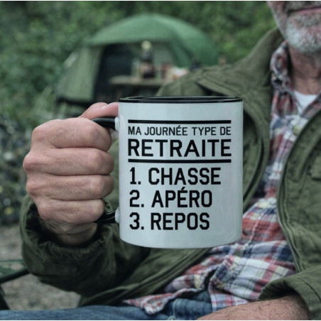 Mug - Ma journée type de retraité chasse apéro repos  - Brod N' Flock