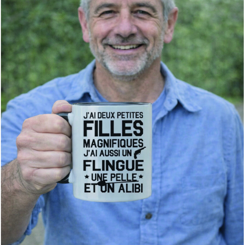 Mug - J'ai deux petites filles magnifiques, j'ai aussi - Brod N' Flock