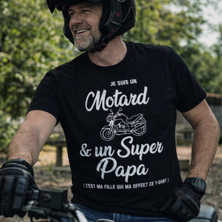 T-shirt - Je suis un Motard et un super Papa - Brod N' Flock