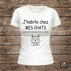 T-shirt - J'habite chez mes chats - Brod N' Flock