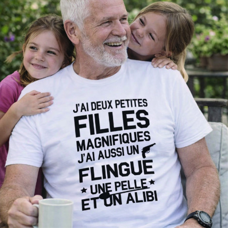 T-shirt - J'ai deux petites filles magnifiques - Brod N' Flock