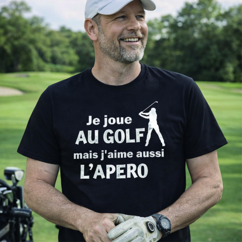 T-shirt - Je joue au golf mais j'aime aussi l'apéro - Brod N' Flock