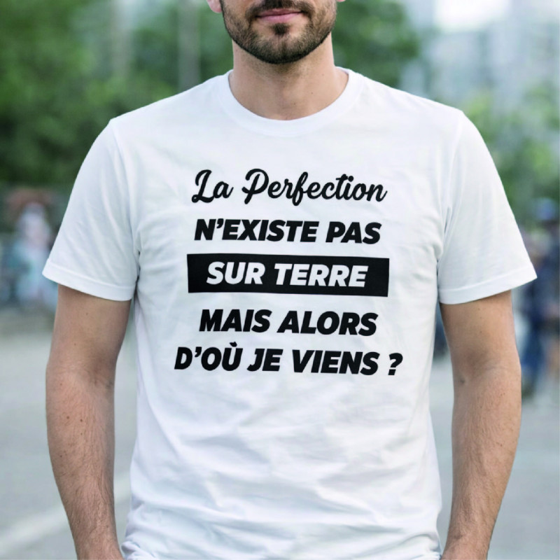 T-shirt - La perfection n'existe pas sur terre mais - Brod N' Flock