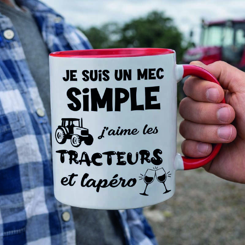Mug - Je suis un mec simple j'aime les tracteurs et ...- Brod N' Flock