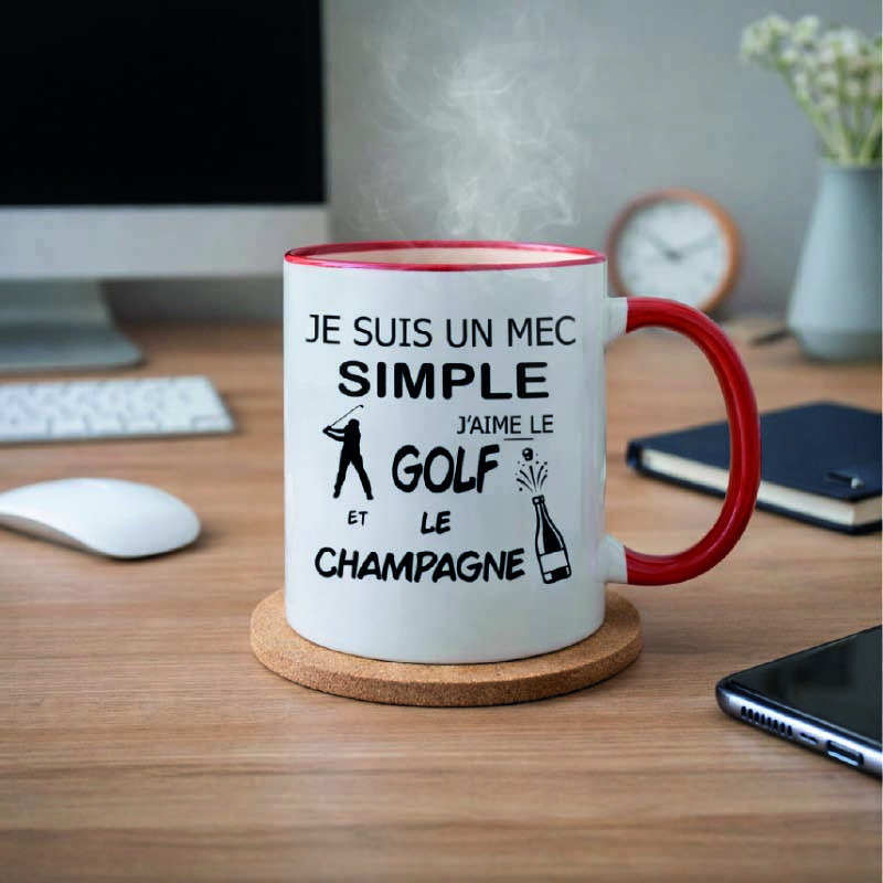 Mug - Je suis un mec simple j'aime le golf et le ... - Brod N' Flock