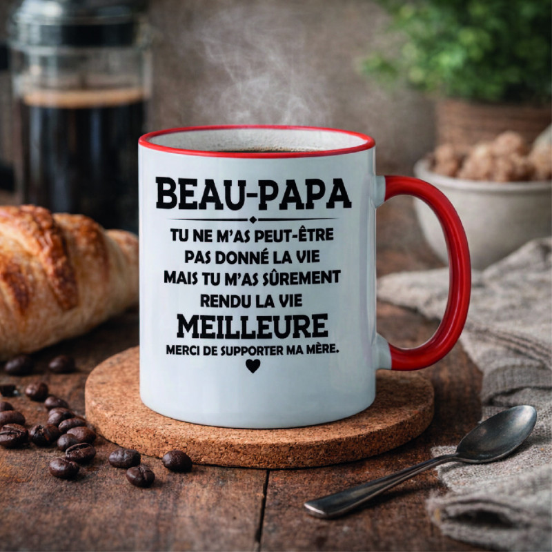 Mug - beau papa tu ne m'as peut être pas donné la vie - Brod N' Flock