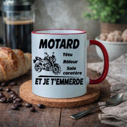 Mug - Motard têtu râleur sale caractère et je t'... - Brod N' Flock