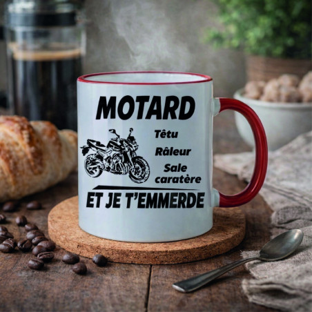 Mug - Motard têtu râleur sale caractère et je t'... - Brod N' Flock