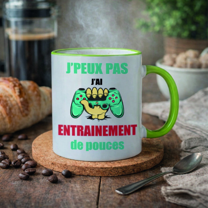 Mug - J'peux pas j'ai entrainement de pouces - Brod N' Flock