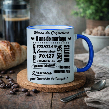 Mug - Noces de coquelicot 8 ans de mariage - Brod N' Flock