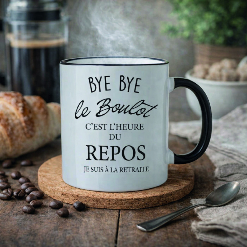 Mug - Bye bye le boulot je suis à la retraite - Brod N' Flock