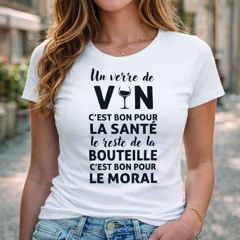 T-shirt - Un verre de vin c'est bon pour la santé - Brod N' Flock