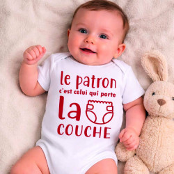 Body bébé - Le patron c'est celui qui porte la couche - Brod N' Flock