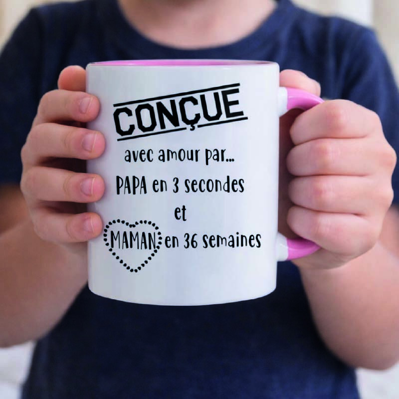 Mug - Conçue avec amour par papa en 3 secondes et ... - Brod N' Flock