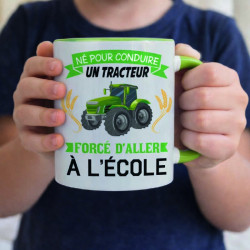 Mug - Né pour conduire un tracteur forcé d'aller à ... - Brod N' Flock