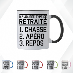 Mug - Ma journée type de retraité chasse apéro repos  - Brod N' Flock