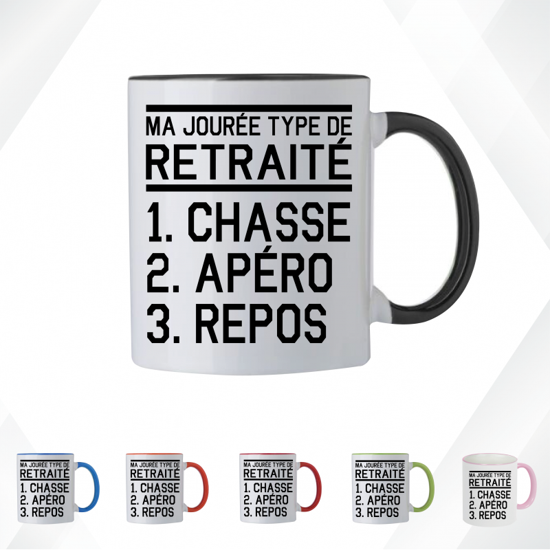 Mug - Ma journée type de retraité chasse apéro repos  - Brod N' Flock