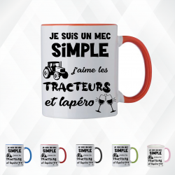 Mug - Je suis un mec simple j'aime les tracteurs et ...- Brod N' Flock