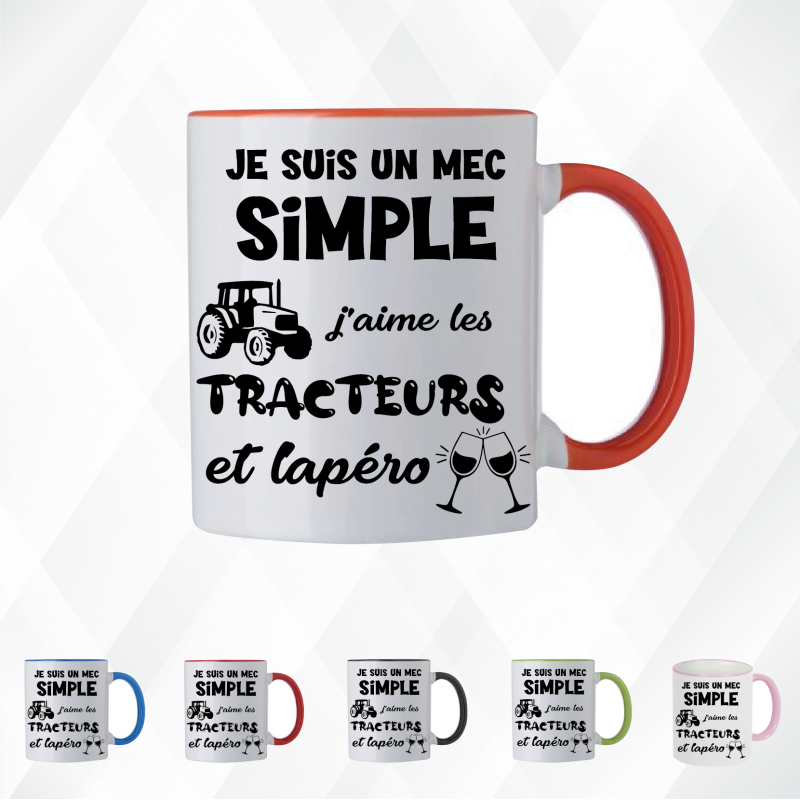 Mug - Je suis un mec simple j'aime les tracteurs et ...- Brod N' Flock