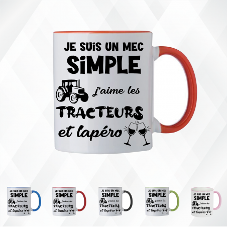 Mug - Je suis un mec simple j'aime les tracteurs et ...- Brod N' Flock