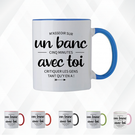 Mug - M'assoir sur un banc 5 minutes avec toi critique - Brod N' Flock