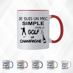 Mug - Je suis un mec simple j'aime le golf et le ... - Brod N' Flock