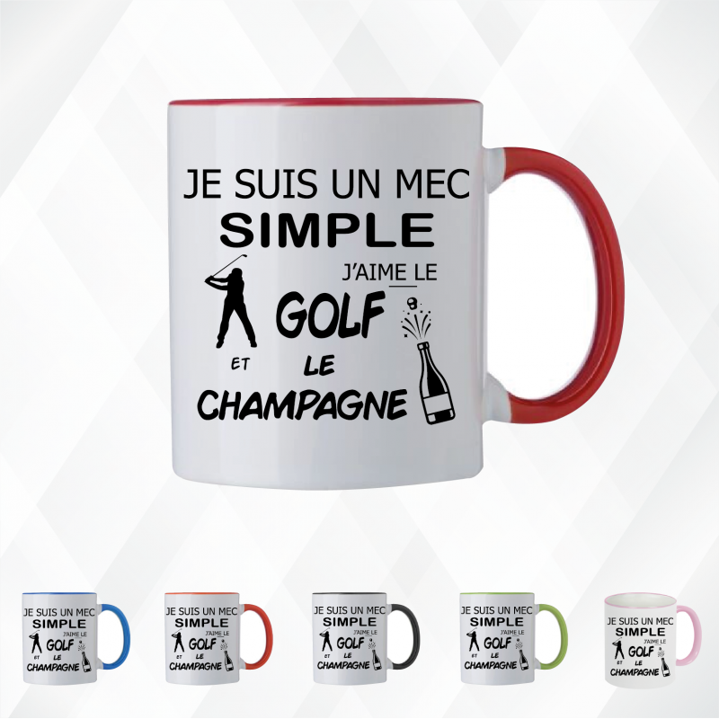Mug - Je suis un mec simple j'aime le golf et le ... - Brod N' Flock