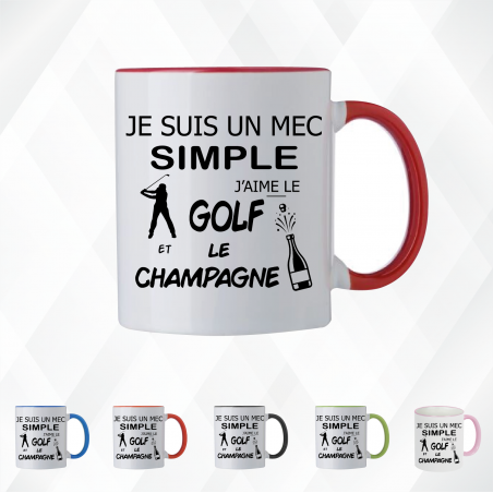 Mug - Je suis un mec simple j'aime le golf et le ... - Brod N' Flock