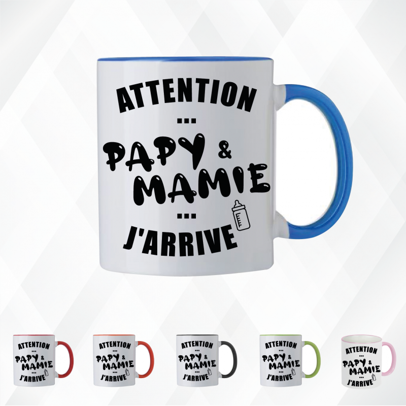 Mug - Attention Papy et Mamie j'arrive - Brod N' Flock Mug - Attention Papy et Mamie j'arrive - Brod N' Flock