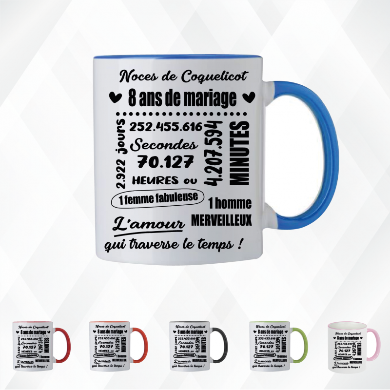 Mug - Noces de coquelicot 8 ans de mariage - Brod N' Flock