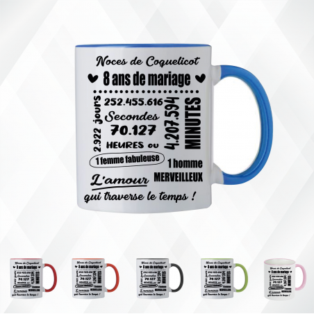 Mug - Noces de coquelicot 8 ans de mariage - Brod N' Flock