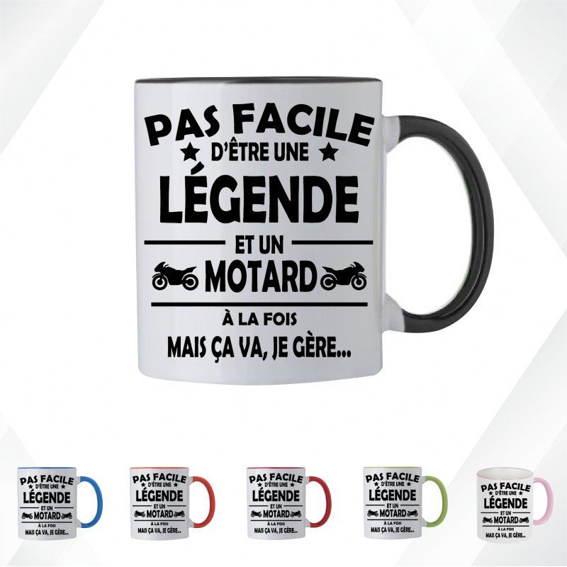 Mug - Pas facile d'être une légende et un motard à la  - Brod N' Flock