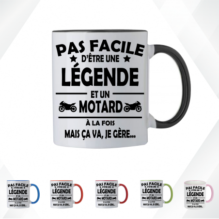 Mug - Pas facile d'être une légende et un motard à la  - Brod N' Flock