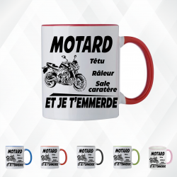 Mug - Motard têtu râleur sale caractère et je t'... - Brod N' Flock