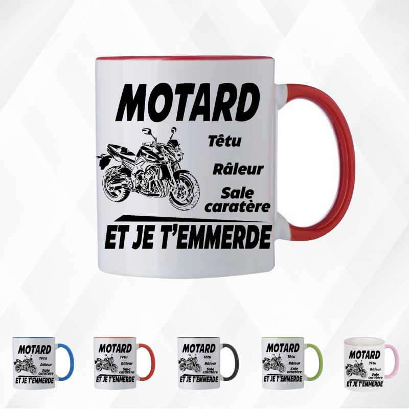 Mug - Motard têtu râleur sale caractère et je t'... - Brod N' Flock