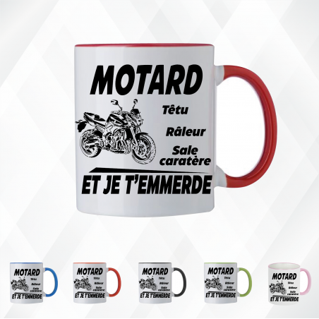 Mug - Motard têtu râleur sale caractère et je t'... - Brod N' Flock