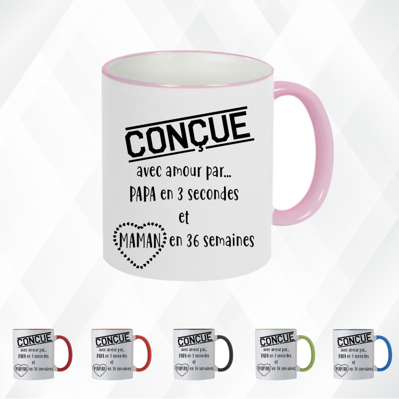 Mug - Conçue avec amour par papa en 3 secondes et ... - Brod N' Flock