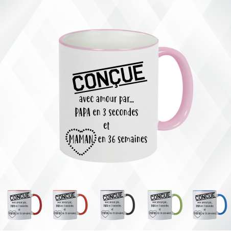 Mug - Conçue avec amour par papa en 3 secondes et ... - Brod N' Flock