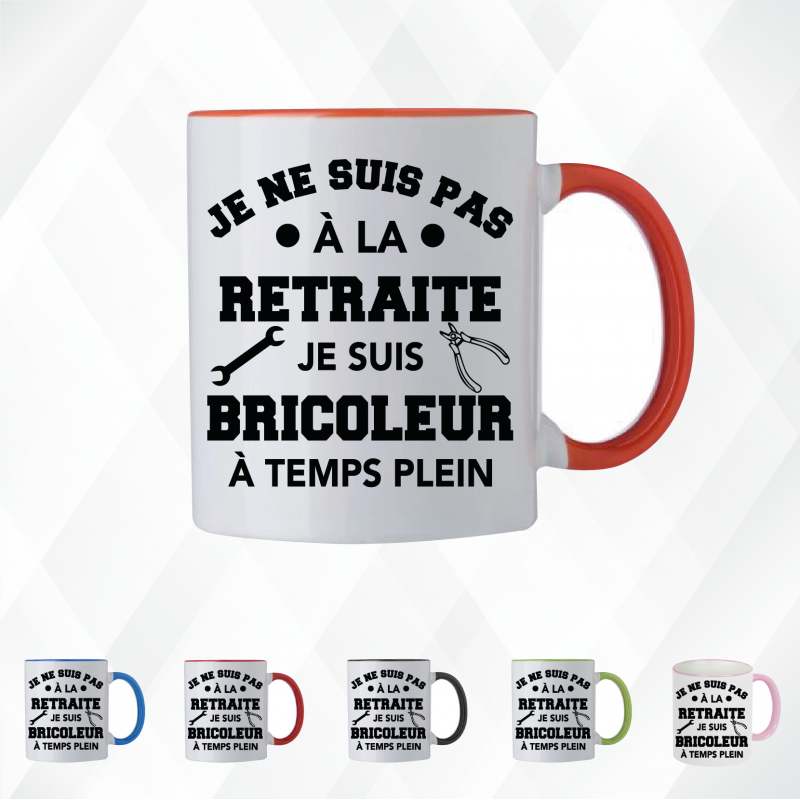 Mug - Je ne suis pas à la retraite je suis bricoleur - Brod N' Flock