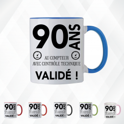 Mug - 90 ans au compteur contrôle technique validé - Brod N' Flock