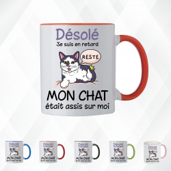 Mug - Désolé je suis en retard mon chat était assis ...- Brod N' Flock