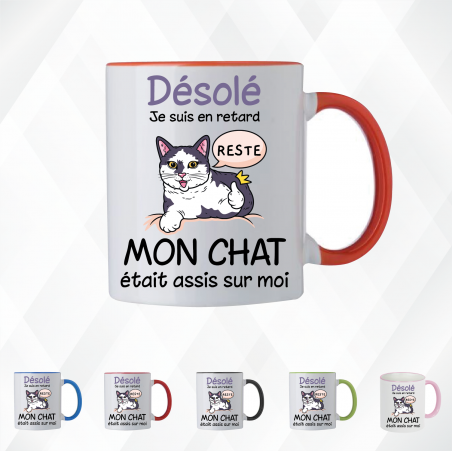 Mug - Désolé je suis en retard mon chat était assis ...- Brod N' Flock