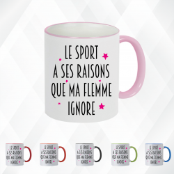 Mug - Le sport à ses raisons que ma flemme ignore - Brod N' Flock