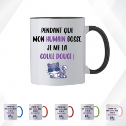 Mug - Pendant que mon humain bosse je me la coule ... - Brod N' Flock